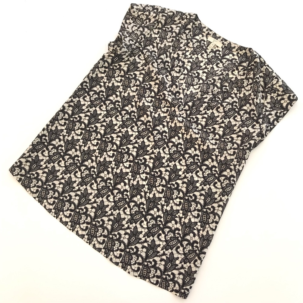 Joie Black Rubina Lace Floral 100% Silk Top Sz XS - Picture 2 of 6